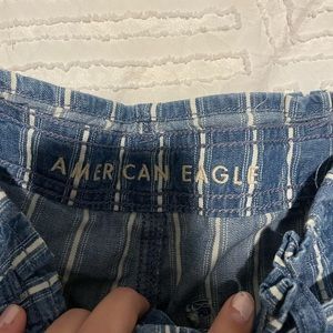 American eagle blue and white striped shorts